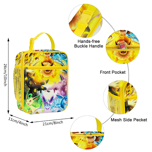 Pikachu Lunchväska Lunchbox Skola Kontor Snack Lunchbox Picknick Förvaringspack #3