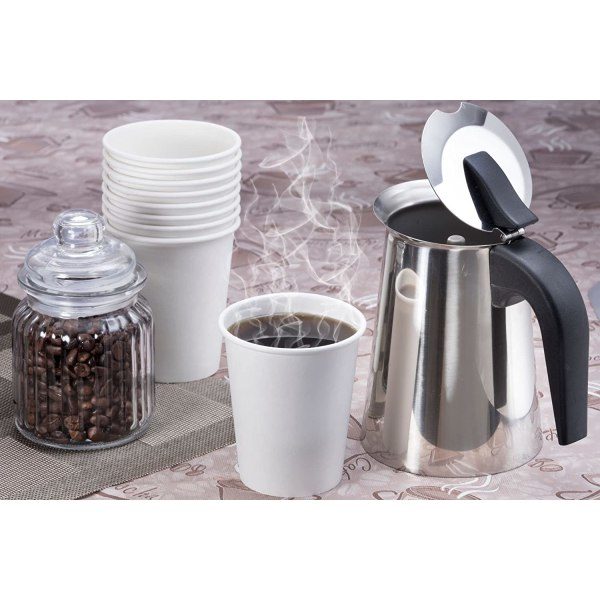 100-pak 8 oz Engangs Hvide Papirkopper - Varme/Kolde Drikke CDQ