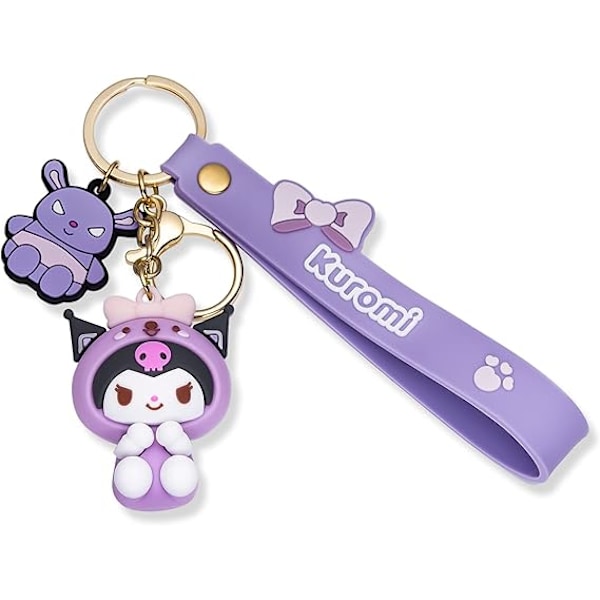 Sööt Kawaii Avaimenperä Anime Cartoon kawaii Avaimenperä Ripustus Autoreppuihin Tarvikkeet Korut, 2kpl, Kuromi ja Cinnamoroll