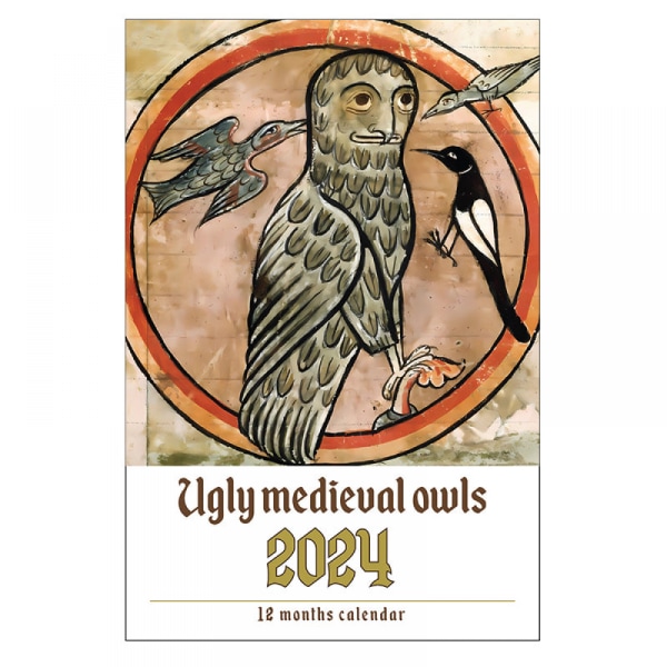 Ugly Medieval Cats Calendar 2024 | Rolig Ugly Owl Väggkalender | Weird Reneissance Cats Dogs Calendar 2024 | Djurväggkalender rolig present C