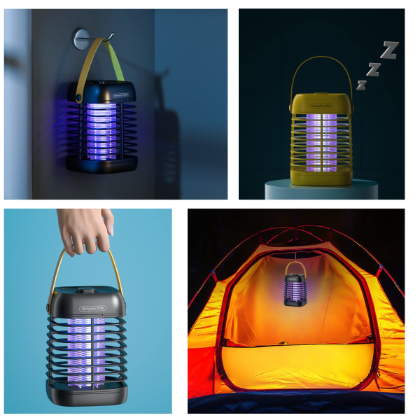 Ny solar flugdödare med ljussensor, elektrisk myggdödarelampa, USB uppladdningsbar flugdödare, vattentät flugdödare, UV-fri inomhus och utomhus Light Brown