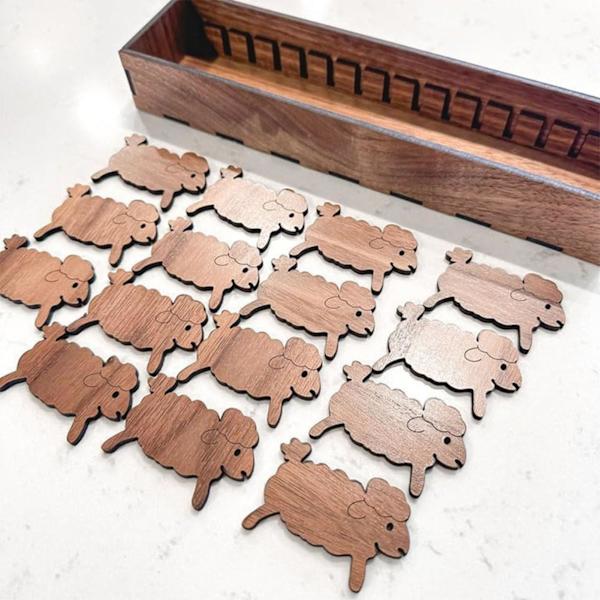 Træsdyr-trådspolesæt, broderitråd-arrangør, kanin-trådspolesholder-arrangør, sytråd-arrangør, syopbevaringsværktøj Bunny
