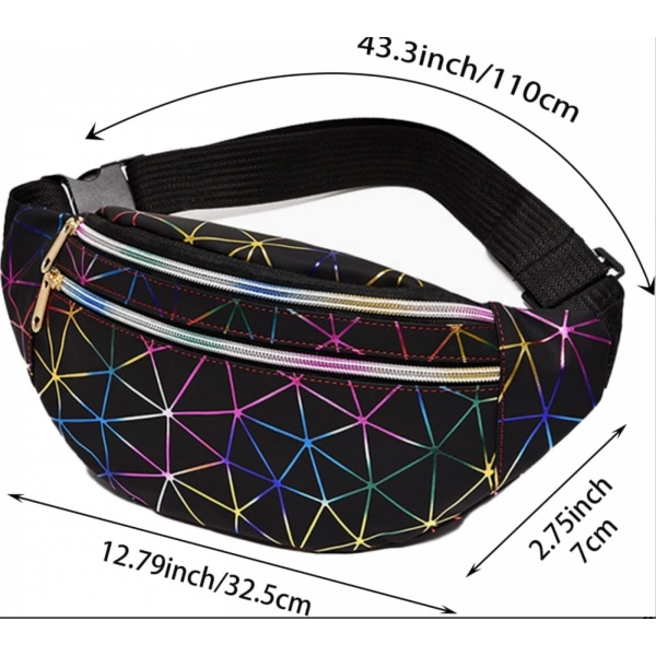 AYNKH midjeveske Holografisk Fanny Pack, geometrisk laser vanntett brystpakke blue