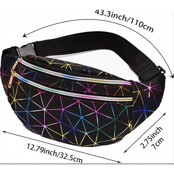 AYNKH Vyötärölaukku Holografinen Fanny Pack, Geometric Laser Vedenpitävä Rintapakkaus triangle mesh pink