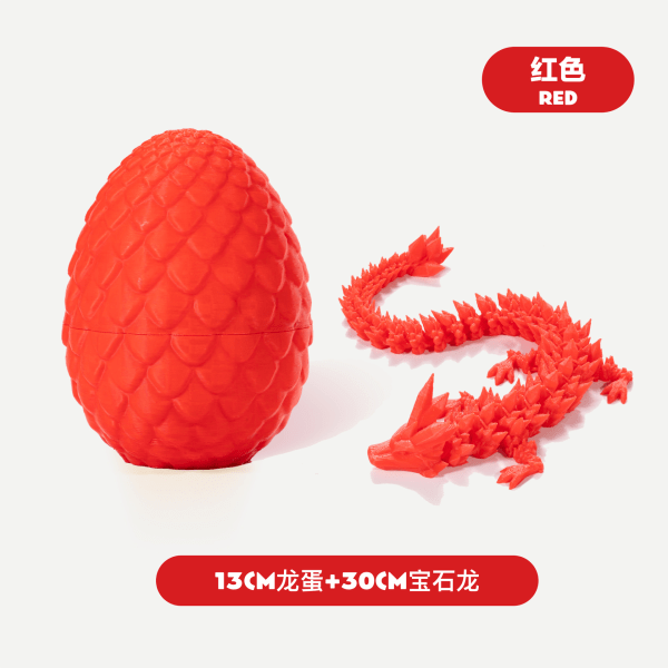 Pääsiäislohikäärmeiden 3D- printed lohikäärmemuna, jossa on lohikäärme sisällä kristalli Dragon Fidget -lelu aikuisille, täysin nivelletty lohikäärme kotitoimiston sisustukseen Red