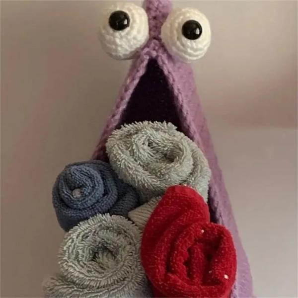 Virkad Alien Plant Hanger badrumsförvaringsväska Virkad mönster Virkad hängande bilhängare Spegel eller hängare Hängande planteringslåda Virkad purple middle