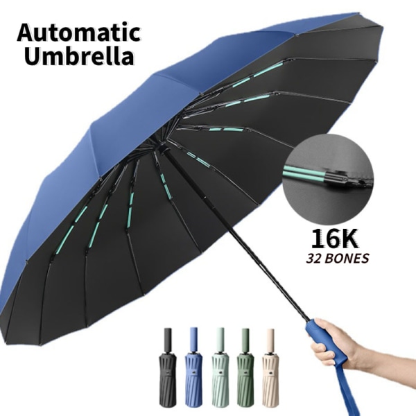 Reiseparaply Herre Dame Kompakt sammenleggbar paraply Vindtett dobbeltlags paraply A4