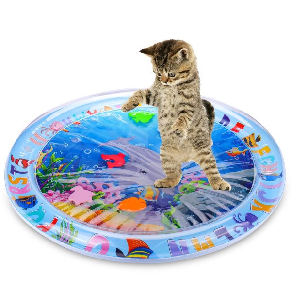 Vattensensorisk lekmatta för katter, kattleksaker för uttråkade inomhuskatter, kattkickerleksaker självgående lekmatta, interaktiva leksaker för katter