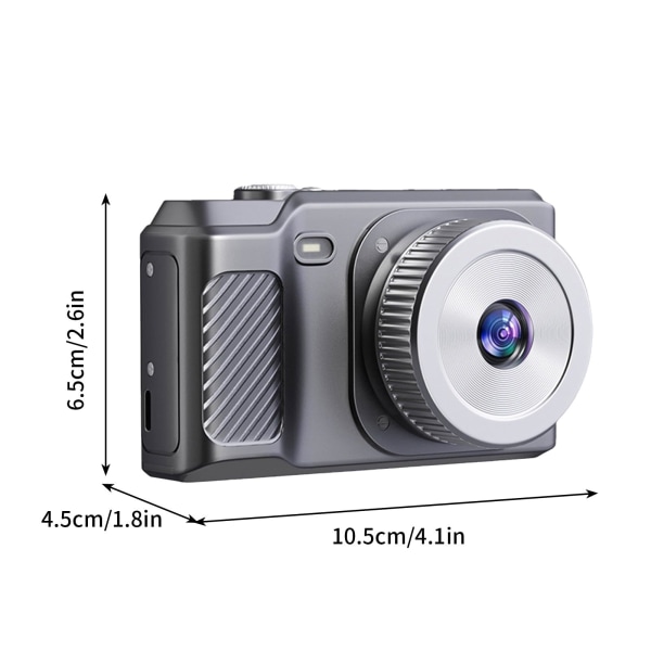 Digitalkamera, full HD 1080P-kamera, 2,8-tommers digitalt, med 8x zoom anti-shake og fotograferingsopptak, bærbart lite Vlog-kamera silver