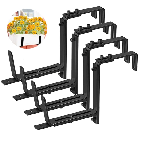 Justerbare rækværk til plantekassebeslag - Ideel til altaner, hegn og haver, sort sommerfugledesign 2pcs