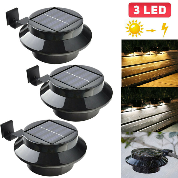 Solar Dachrinnenleuchte Lampe LED Dachrinne Gartenhof Wandleuchte Zaunleuchten White 4pcsx3LED