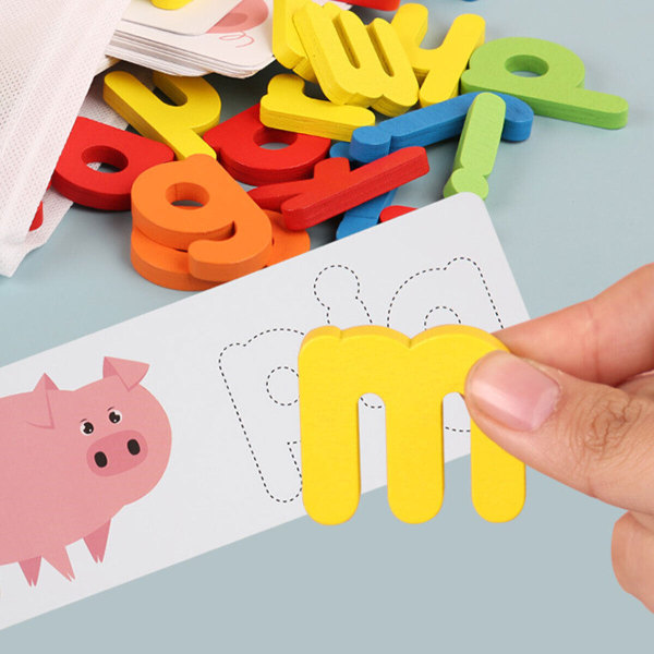 Ny stavningslek Lärleksak för barn Baby Trä förskola pedagogisk leksak
