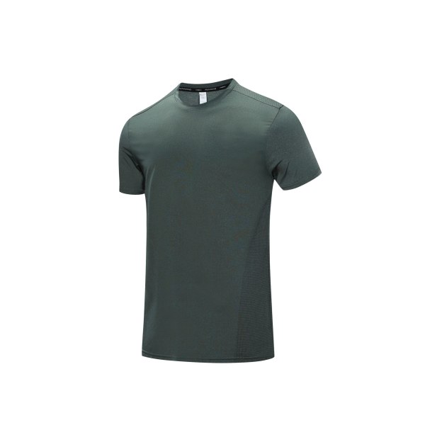 Nylon snabbtorkande T-shirt herr fitness löpning lös rund hals sommar is silke träningskläder botten sport kortärmad herr Army green S