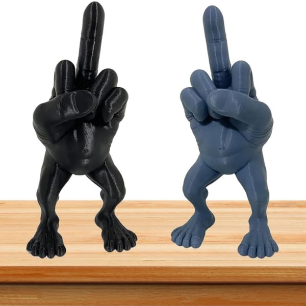 Langfingerfigur med ben, langfingergave, skrivebordstilbehør, morsom gavefigur med kneblegave, skrivebordsdekorasjon, langfingerpynt (7,5 cm) black 7.5cm