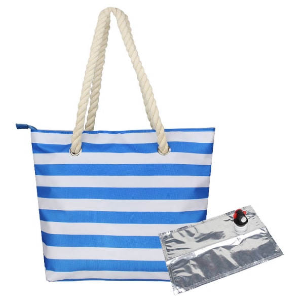 Beach Wine Tote Bag, Wine Cooler Bag Lekkasikker isolert veskebærer med tut skjulte rom, for reiser, restaurant Blue