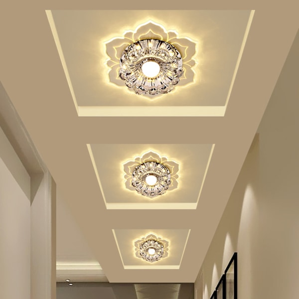 Modern och enkel hall LED-takspotlight, balkongtaklampa, inbäddat lotusljus, lämplig för vardagsrum, sovrum och korridor. Warm light [hidden installation]