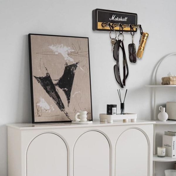 Nyckelhållare för vägg, gitarr nyckelkrokar, JCM800 standard gitarr nyckelring, gitarr förstärkare nyckelhållare krok med 4 nyckelhållare, svart White