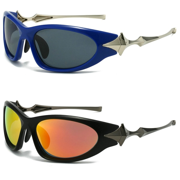 Punk Sports Cat Eye Solbriller Kvinner 2024 Luksus Solbriller med liten innfatning Herre rektangulære solbriller Briller conventional black frame blue film