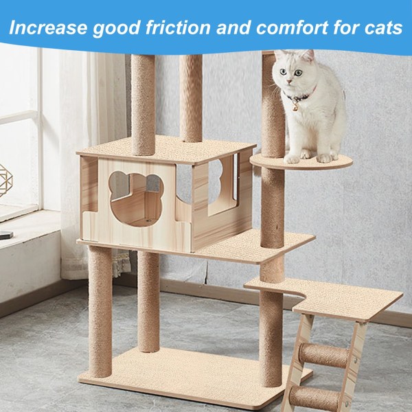 Trimmebar katteskrapestolpe teppedekket selvklebende kattetrehyller Reservedeler Mat Cat Scratcher Khaki 40x100CM