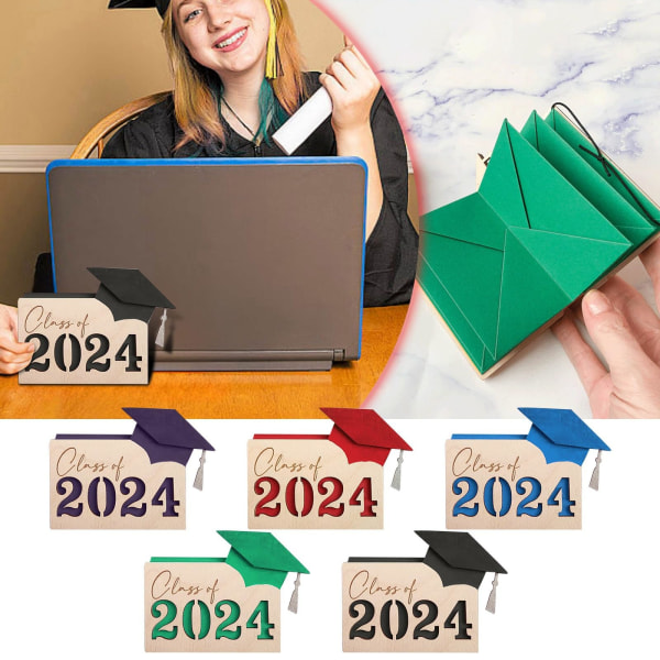 Presentkortshållare för akademiker, 2024 examenskortslåda i trä kuvertplånbok Purple