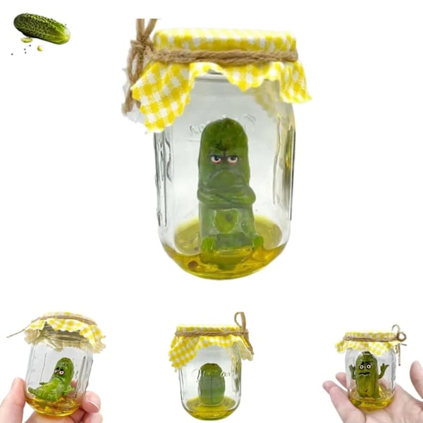 Grumpy Pickle-skulptur i en krukke, søt håndlaget emosjonell støtte Pickle-gave Grumpy Pickle 9CMX6CMX6CM