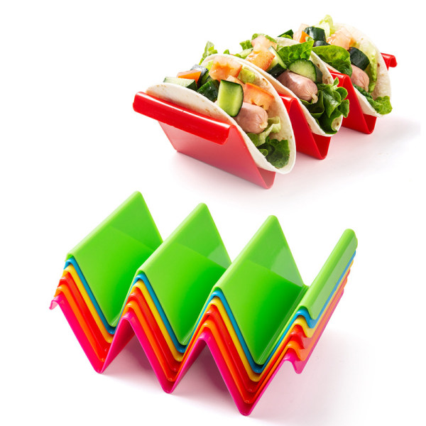 Tacoholdersett: Stort fargerikt brett for 6/12/18/24 taco, matvaregodkjent PP-materiale, oppvaskmaskin og mikrobølgeovn 24pcs