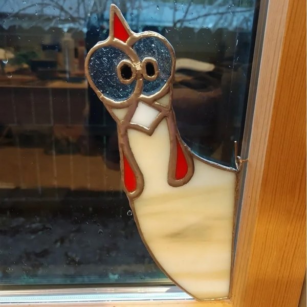 Quirky håndlavet farvet glas hane-hjørnedekoration - charmerende gårdindretning C