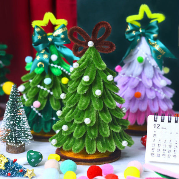 Handgjorda DIY Twist Stick julgran med LED-ljus - Skapa din egen handgjorda mini julgran - perfekt julklapp för familjebindning BLUE