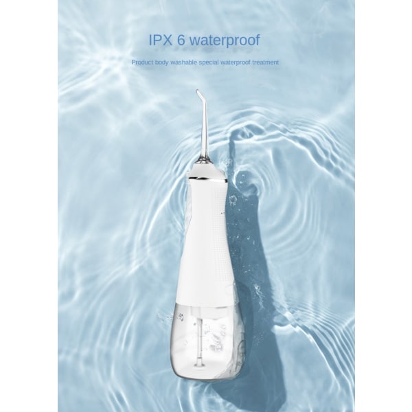 Vandtråd: Bærbar ledningsfri mundskylningsmaskine 300 ml genopladelig rejseskyllerens IPX7 vandtæt elektrisk vandtråd til tandrensning B White