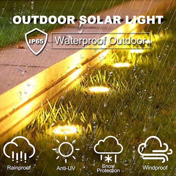 12 stk vandtætte solcellejordlys - opgraderet 16LED lyse udendørs havelys til stien, gården, græsplænen, terrassen, gangbroen - Solar Disk Lights Warm Light 12 Pack