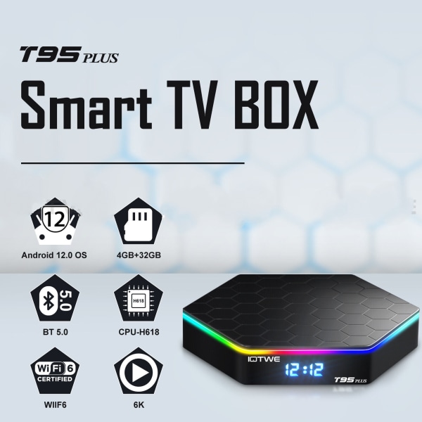Uppgraderad TV BOX Android 12.0 32GB,4GB 6K HD Quad Core BT 5.0 Media Player 5GWIFI Australian regulations