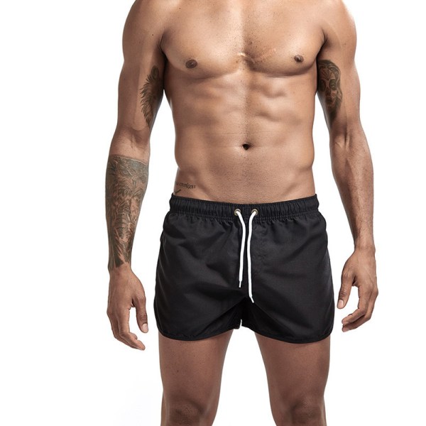 Badbyxor för män med snab torkning, badshorts med meshfoder, strandshorts, badkläder black M