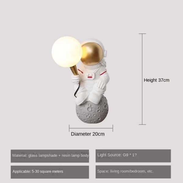 Bordslampa Astronaut Skrivbordslampa Resin E26 Vit Cosmonaut Läslampa Spaceman Decor med 7 fot plug-in sladd på-/av-brytare för vardagsrummet i sovrummet Sitting model