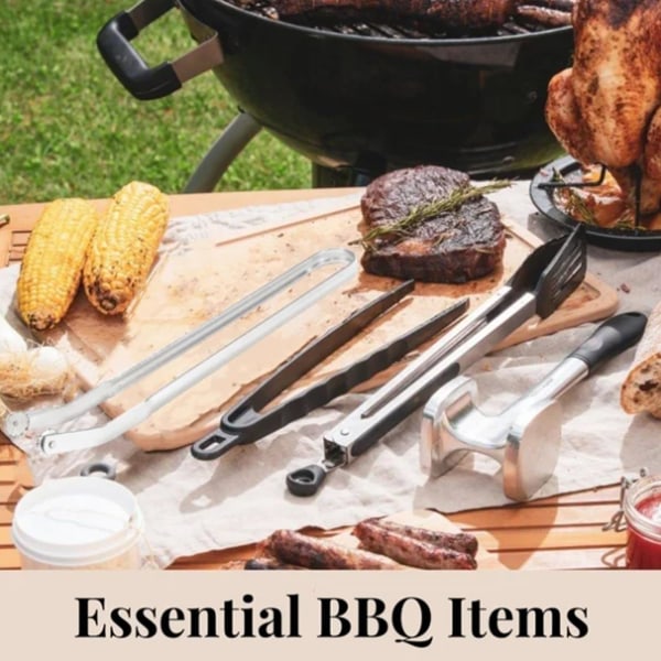 BBQ-pølse-grilltang, 3-pakk kjøkkenpølse i rustfritt stål med lang håndtak, BBQ-pølse-koketang, BBQ-pølse-fliptang 3pcs