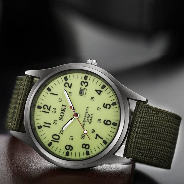 Herrfältklocka, Air Force Pilot Scout Militär Armé Taktisk Sport Fältklocka med Klassisk Nylonrem, Herr Analog Kvartsklocka black