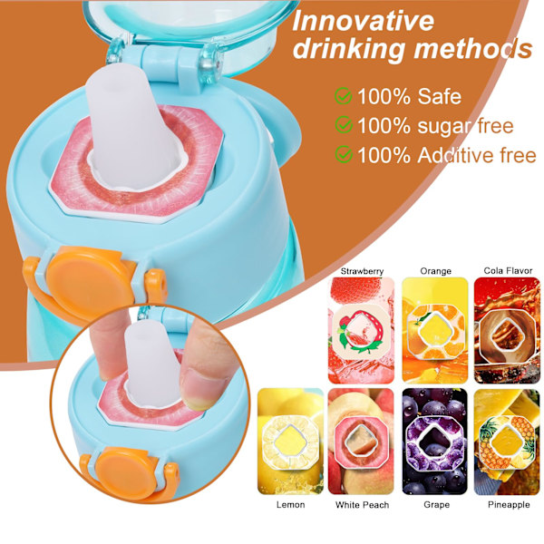 Ilmavesipullo makulaatikolla, set juomapullo, BPA-vapaa, maustettu, maustettu, 0 sokeria, 0 kaloria black 900ML