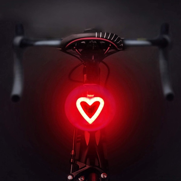 Heart Shape Bike -takavalo - Ladattava LED, söpö muotoilu, 5 tilaa, vedenpitävä, yöajoon a2
