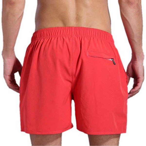 Herrshorts i linneblandning Randig elastisk midja Dragsko 7-tums strandshorts med innersömmar med fickor red L