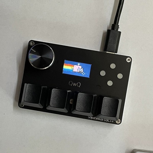 SayoDevice OSU O3C Rapid Trigger Hall Switchar Magnetic Linear Switches Tangentbord med ratt och skärm, Kopiera klistra, Shotcut, Macro Hotswap Mini Tangentbord 4 key black
