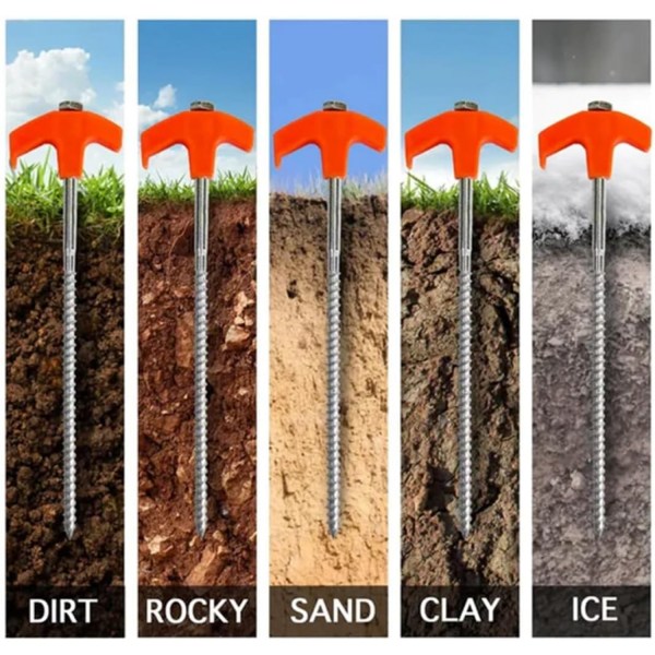 10-pak 8" innskrudde teltstenger - slitesterke metallankre for camping, sikre teltet enkelt
