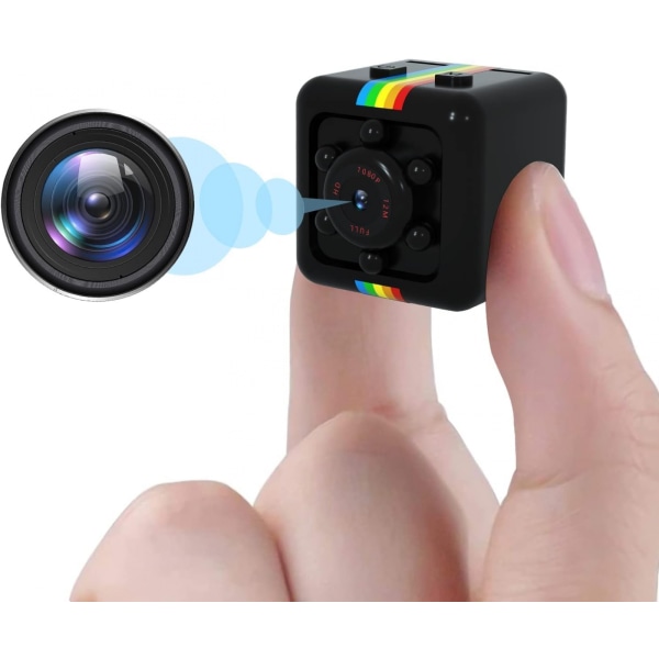 Bærbart HD 1080P skjult spionkamera - Mini Nanny Cam med nattesyn, bevægelsesdetektion, hjemmesikkerhed til indendørs/udendørs Black