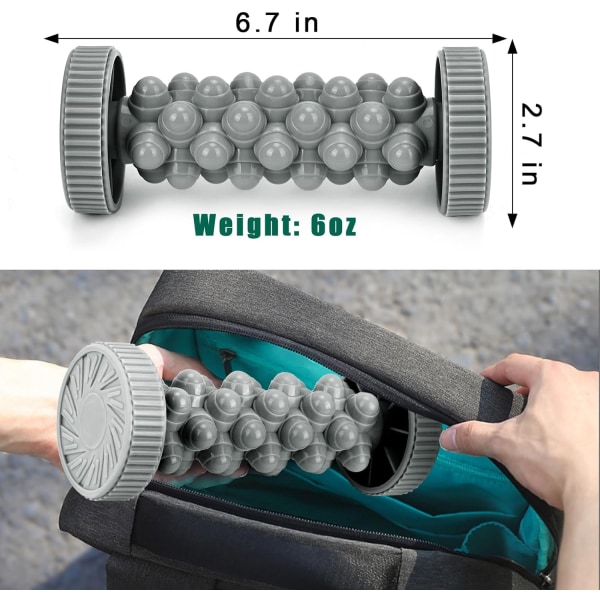 Foot Roller Massager til Plantar Fasciitis Relief, Manuel Deep Tissue Circulation, Zoneterapi Trigger Point Terapi Massage Roller, Heel Recovery Grey