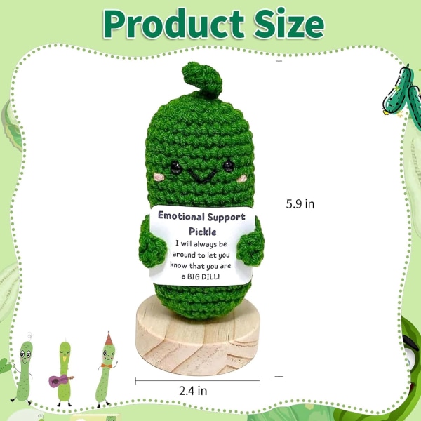 Handgjord känslomässigt stöd inlagd gurka present, söt virkad julgurka stickad docka prydnader, rolig minska trycket pickle leksak 1pcs