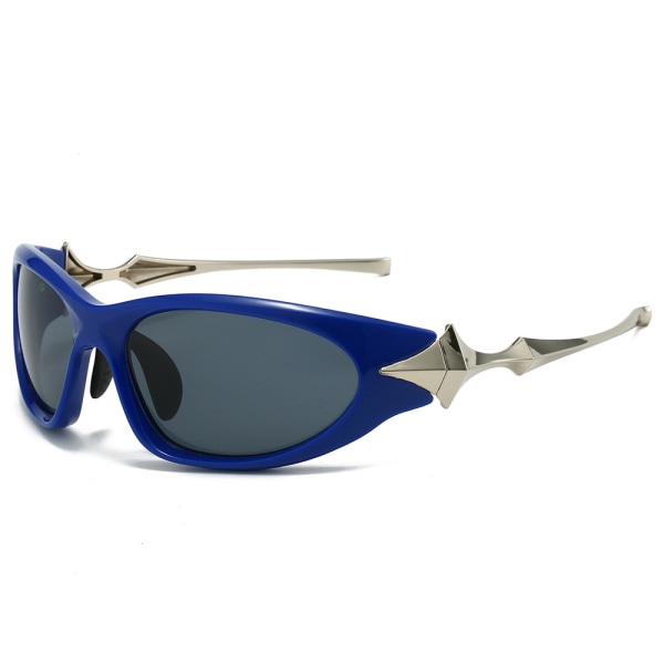 Punk Sports Cat Eye Solbriller Kvinder 2024 Luksus lille stel Solbriller Mænd rektangulære solbriller Briller conventional Blue frame gray film