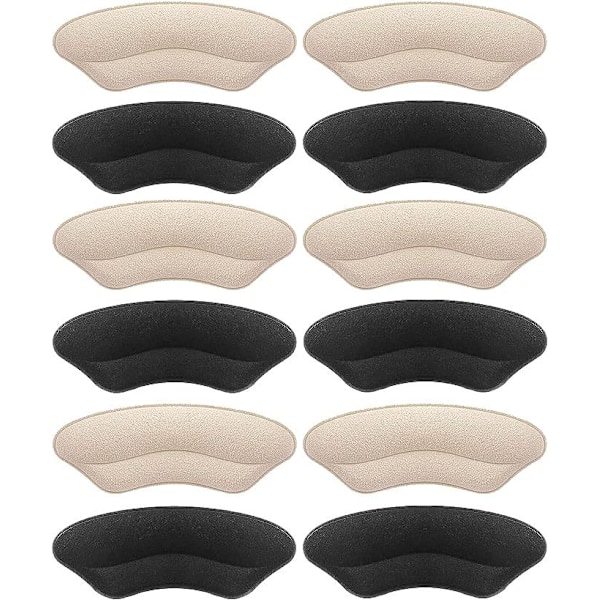 6 par behagelige og bløde - Skridsikker hælbeskyttelse for at forhindre vabler, hælspore og friktion - Hælpuder, unisex-hælpuder Apricot 3 pairs and black 3 pairs