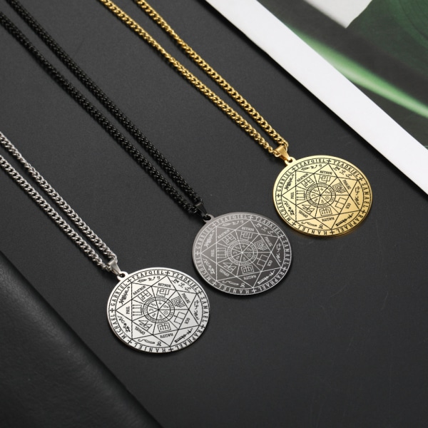 7 Erkeengler Hanger Smykker Salomos Segl Tetragrammaton Menn Engler Segl Halskjede Segl Av Syv Erkeengler Talisman Halskjede Sølv gold