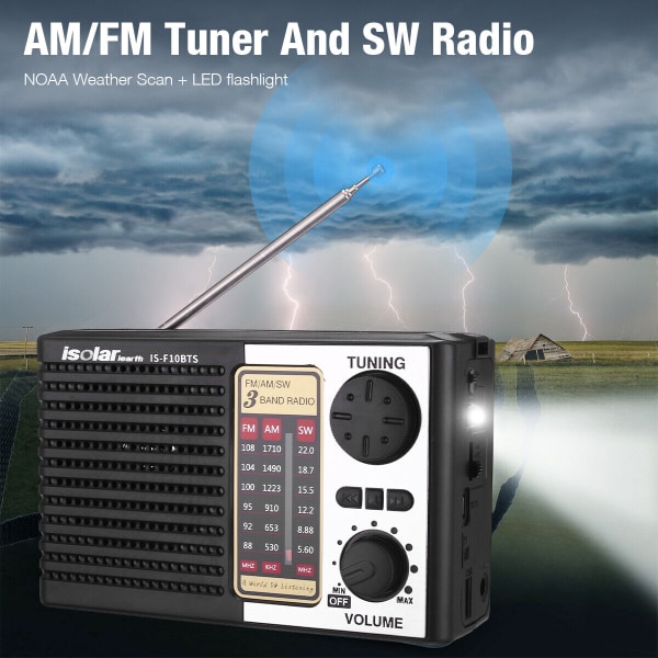 Solar Bärbar FM/AM SW Radio Digital Bluetooth högtalare MP3-spelare Uppladdningsbar
