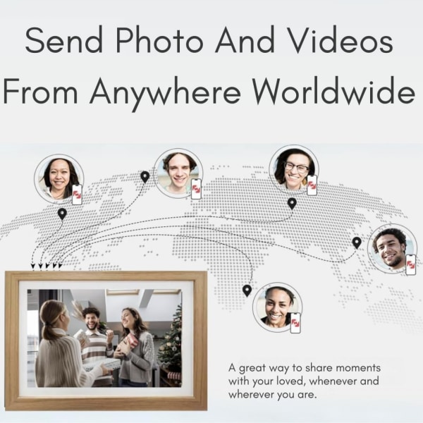 Wi-Fi digital fotoramme, 10,1 tommer digital billedramme, 32 GB hukommelse, del fotos og videoer med det samme via Frameo-appen AU Plug