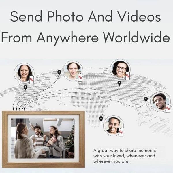 Wi-Fi digital fotoramme, 10,1 tommer digital billedramme, 32 GB hukommelse, del fotos og videoer med det samme via Frameo-appen EU Plug