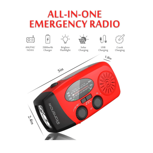 Vinddriven solradio, nödhandsvev väderprognos med ficklampa, NOAA/FM/AM solradio, portabelt överlevnadskit med SOS Orange American version